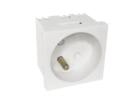 Modularne gniazdo elektryczne 45x45, białe - 2P+Z