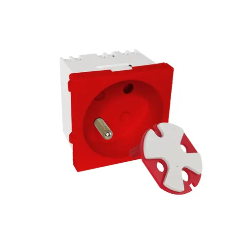 Modularne gniazdo elektryczne 45x45 DATA z kluczem, czerwone - 2P+Z