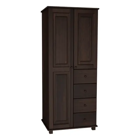 Szafa II Drewniana Sosnowa 80cm Wieszak+Półki+4Szufladki MB 65c Orzech