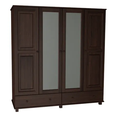 Szafa IV Drewniana Sosnowa 160 cm Wieszak+Półki+Szuflada MB 74 Orzech