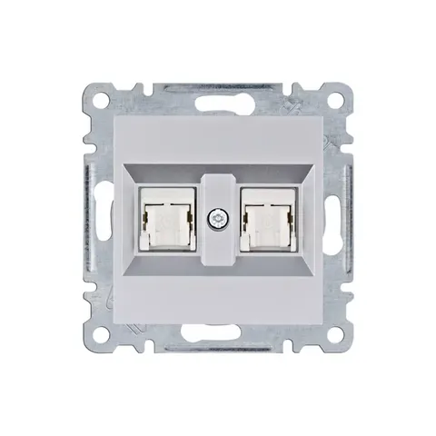 LUMINA Gniazdo komputerowe podwójne 2x RJ45 kat.6 UTP srebrne; WL2162 HAGER