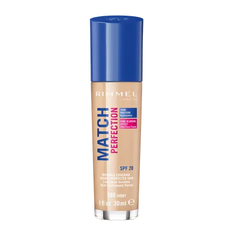 Rimmel Match Perfection - Nawilżający podkład do twarzy - 100 Ivory 30 ml
