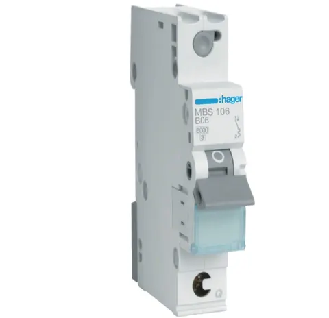 Wyłącznik nadprądowy 1P B 6A 6kA QuickConnect, MCB; MBS106 HAGER