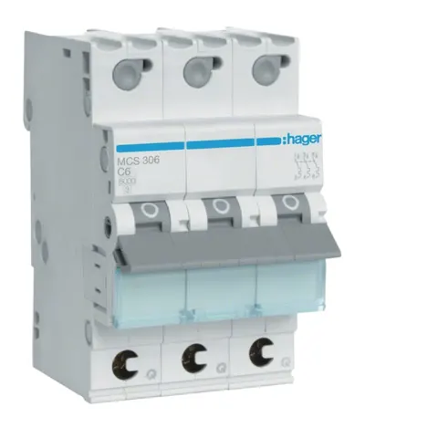 Wyłącznik nadprądowy 3P C 6A 6kA Quick Connect, MCB; MCS306 HAGER