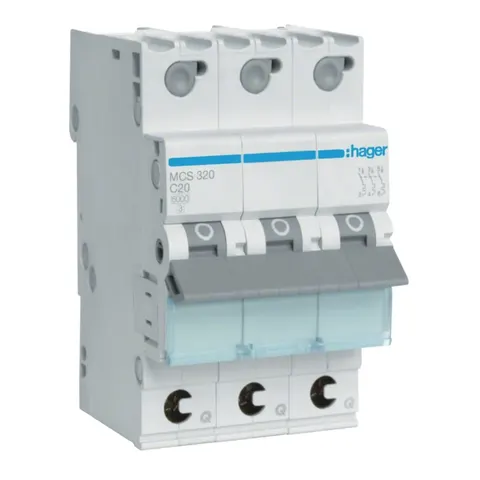 Wyłącznik nadprądowy 3P C 20A 6kA Quick Connect, MCB; MCS320 HAGER