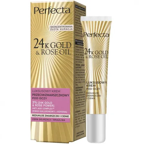 PERFECTA 24K GOLD & ROSE OIL Krem pod oczy PRZECIWZMARSZCZKOWY, 15 ml