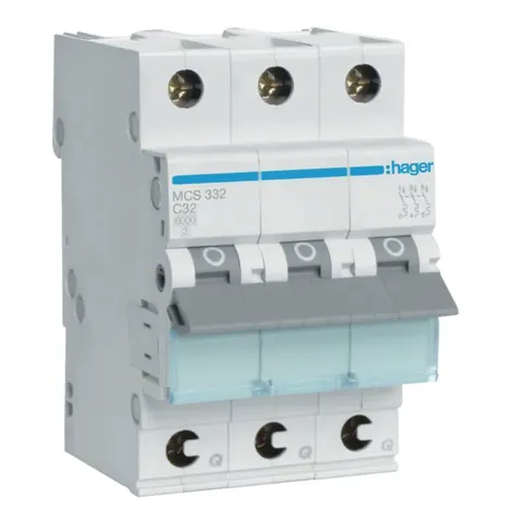 Wyłącznik nadprądowy 3P C 32A 6kA Quick Connect, MCB; MCS332 HAGER