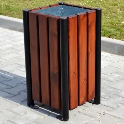 Kosz na śmieci stalowo drewniany pojemność 32 L MATI