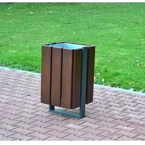 Kosz miejski 65 l stalowy drewniany NOVI
