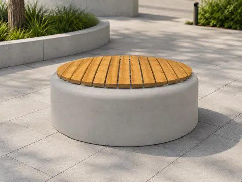Okrągła ławka z betonu architektonicznego DROPS Deco 150 cm