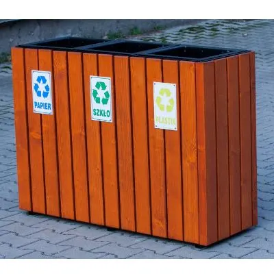 Kosz do segregacji odpadów drewniany Aster