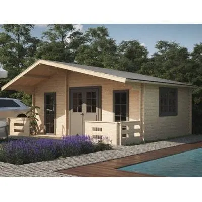 Domek drewniany z balika 44 - 70 mm 600 x 600 cm - 33.6 m2 CHABER