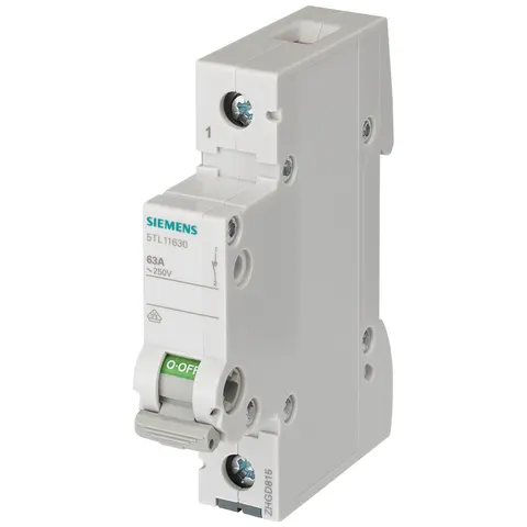 Rozłącznik modułowy 1P 63A 230VAC, D=70mm, SENTRON; 5TL1163-0, SIEMENS