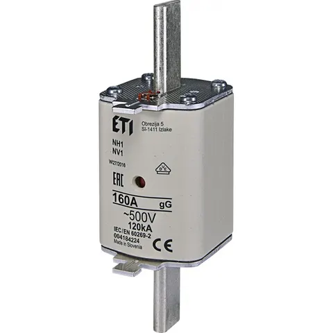 Wkładka bezpiecznikowa przemysłowa zwłoczna KOMBI, NH1 gG 160A/500V (WT-1/gG 160A); 004184224, ETI
