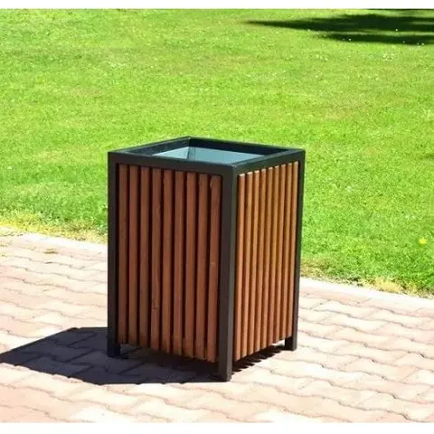 Kosz stalowo drewniany 65 l miejski SLIM