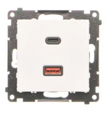 SIMON55 Ładowarka USB podwójna, C+A, 30W, biały mat
