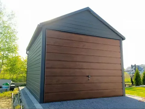 Garaż 3x4 m metalowy jednospadowy drewnopodobny