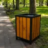 Kosz na śmieci uliczny drewniano stalowy 45 l kwadratowy