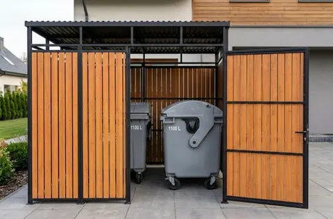 Wiata śmietnikowa 3x3 m na 3 pojemniki 1100 l