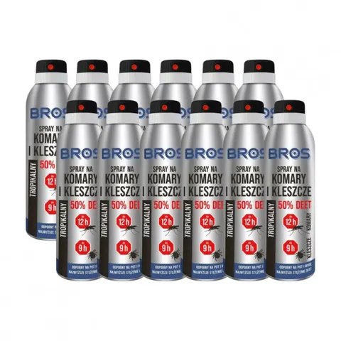 BROS Spray na komary i kleszcze DEET TROPIKALNY, 180 ml pakiet 12 szt
