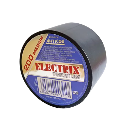 Taśma izolacyjna ELECTRIX 200 PREMIUM 50x18 czarna od -18°C