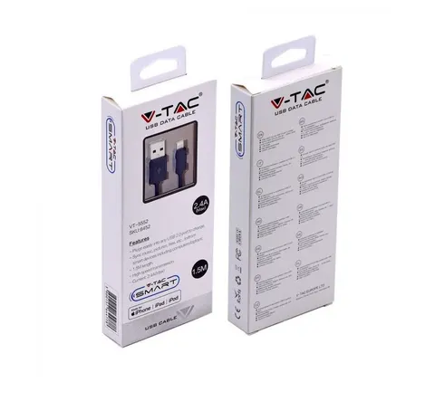 VT-5552 Przewód Micro USB iPhone, iPad, iPod max.2,4A 1,5m CZARNY