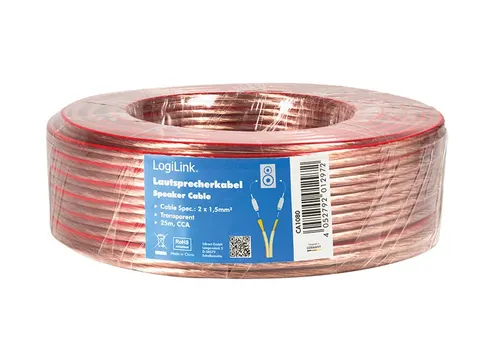CA1080 - Kabel głośnikowy 2x1.5 mm², długość 25 m. LogiLink