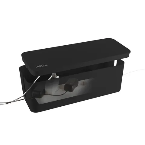 KAB62 - Pojemnik na kable i rozgałęziacz. Czarny 40x16 cm. LogiLink