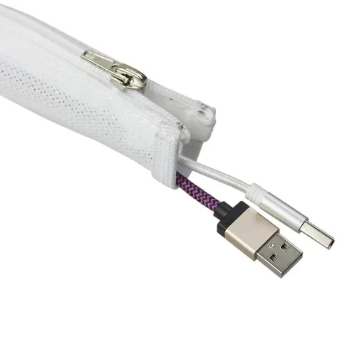 PROZIPSLEEVE 48W - Elastyczna osłona na kable z suwakiem, Ø20 mm. Biała siateczka dł. 480 cm EOL