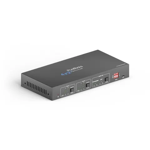 Przełącznik Matrycowy HDMI 4x2 z obsługą 4K/HDR, Ekstraktor Audio ARC. PureTools