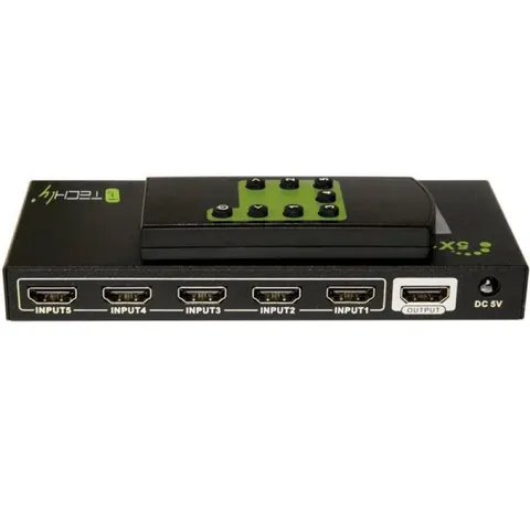 HDMI-4K51 - Switcher, Przełącznik 5x1 HDMI 4K@30Hz z pilotem. Techly