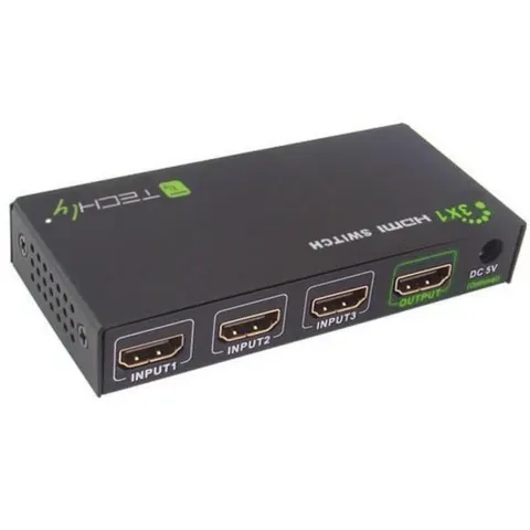 HDMI-4K31 - Switcher, Przełącznik 3x1 HDMI 4K@30Hz z pilotem. Techly