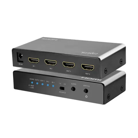 HD39 - Switcher HDMI 2x2, 4K@60Hz, EDID, HDCP, HDR, downscaler. LogiLink