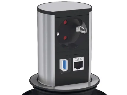 Bachmann ELEVATOR 005 - Wysuwana kolumna blatowa 230V+CAT6+USB, matowy chrom