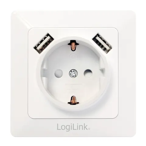 LogiLink PA0162 - Gniazdo podtynkowe 230V + 2 x USB ładowanie 5V, 2,1A