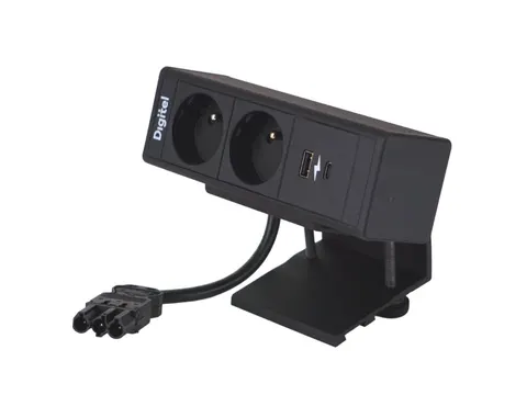 DESK UP - Biurkowa listwa zasilająca 2x 230V + USB A/C ładowarka. Digitel