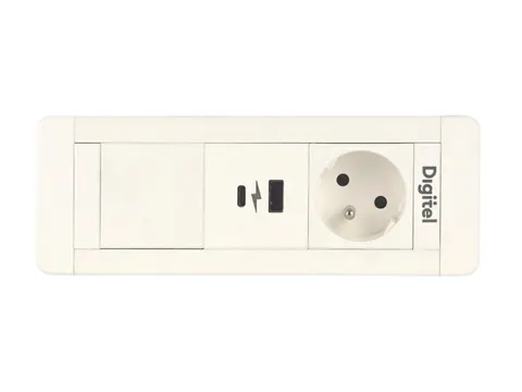 SLIM FRAME 3M - Gniazdo montażowe 230V + USB A/C 20W białe. Digitel