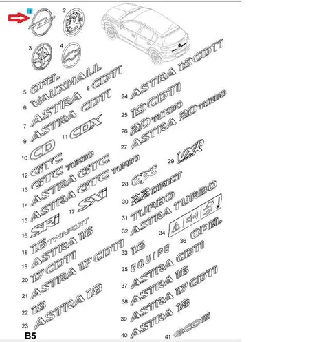 Emblemat na tylną klapę Opel Astra H
