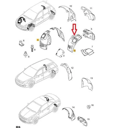 Nadkole przednie lewe Opel Astra H