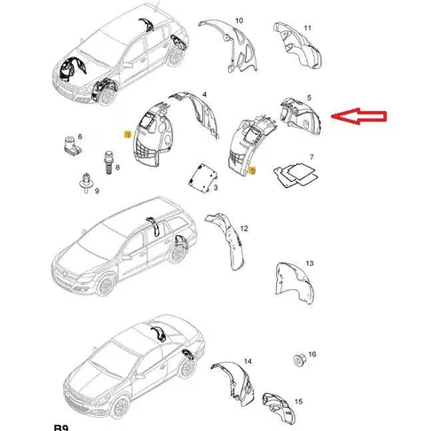 Nadkole plastikowe przednie lewe Opel Astra H