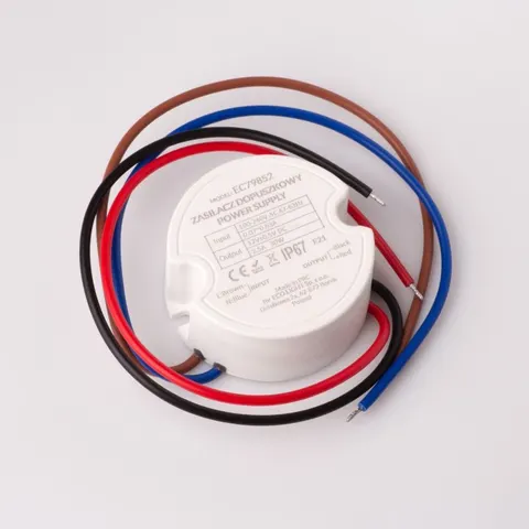Zasilacz LED do puszki fi60 2,50A 30W 12V IP67 50x50x22