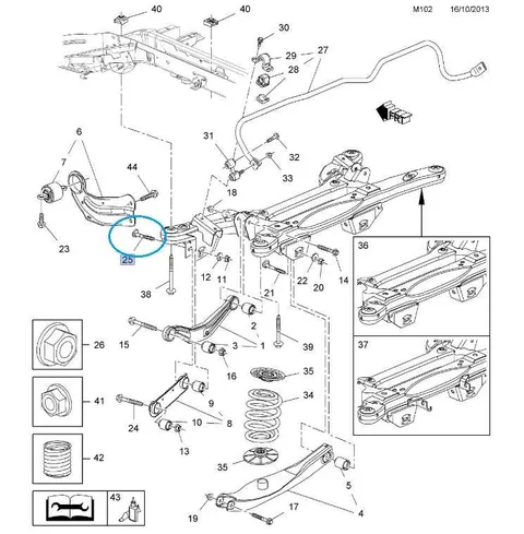 śruba regulacji zbieżności tył Opel Insignia