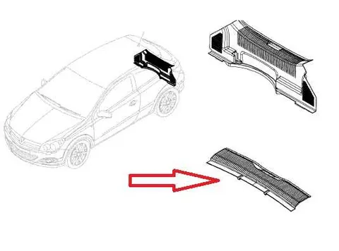 Pokrywa tylna wnętrza progu bagażnika Opel Astra H