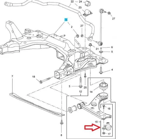 Sworzeń wahacza do samochodu Opel Adam, Corsa D