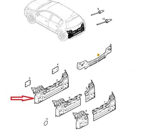 ściana tylna wewnętrzna Opel Astra H