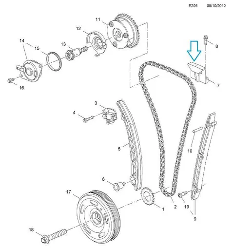 Prowadnica łańcucha rozrządu Opel Adam