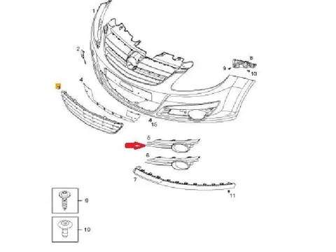 Kratka zderzka prawa Opel Corsa D