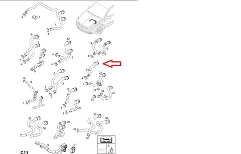 Przewód nagrzewnicy wlot wody Opel Astra H z17dth