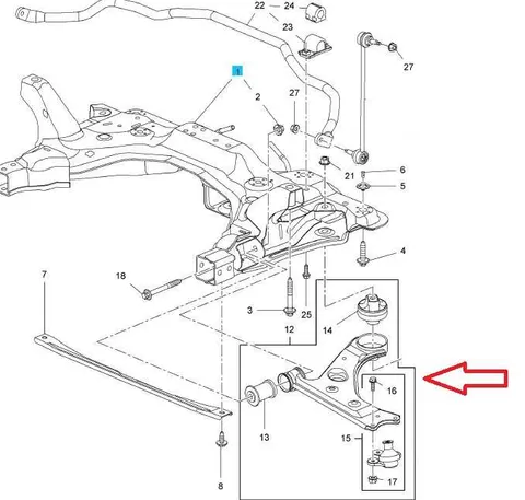 Wahacz prawy przód Opel Adam, crsa d