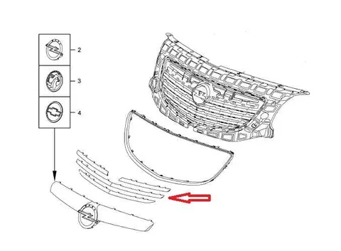 Listwa chromowana dolna atrapy Opel Insignia